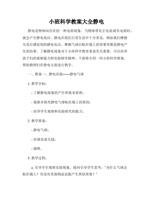 小班科学教案大全静电