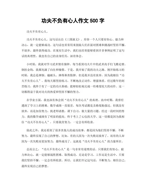 功夫不负有心人作文500字