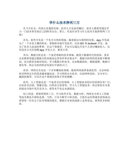 学什么技术挣两三万
