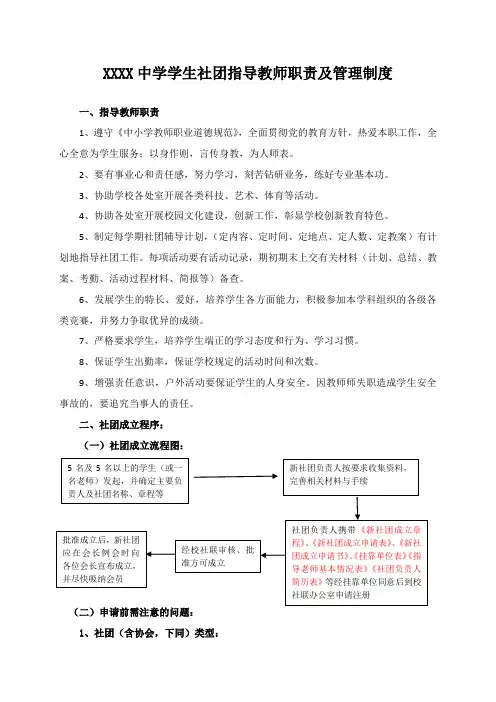 学校社团活动指导教师职责及管理制度