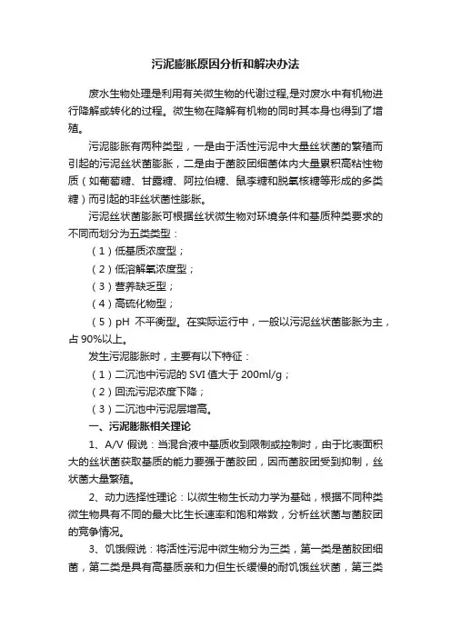 污泥膨胀原因分析和解决办法