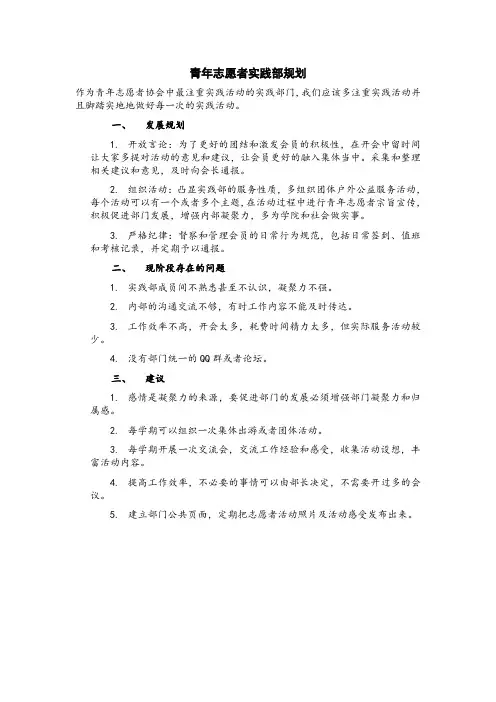 青年志愿者实践部规划