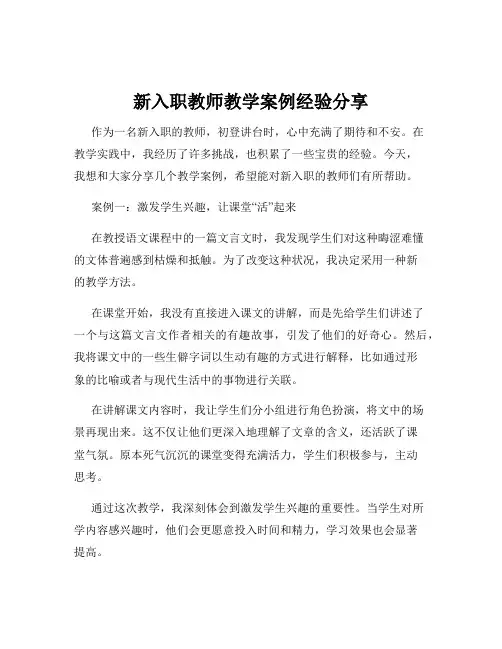 新入职教师教学案例经验分享