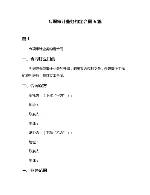 专项审计业务约定合同6篇