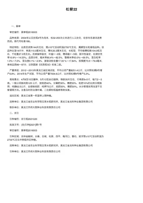 松粳22——精选推荐