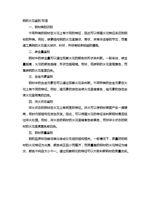钢的火花鉴别 标准
