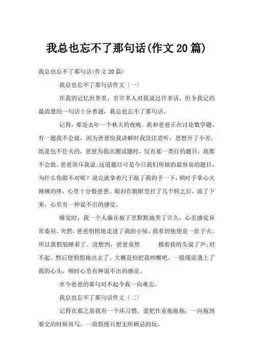我总也忘不了那句话(作文20篇)