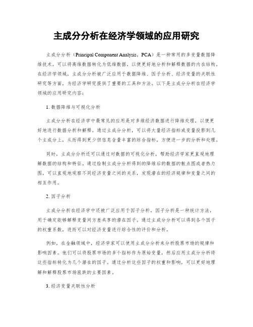 主成分分析在经济学领域的应用研究