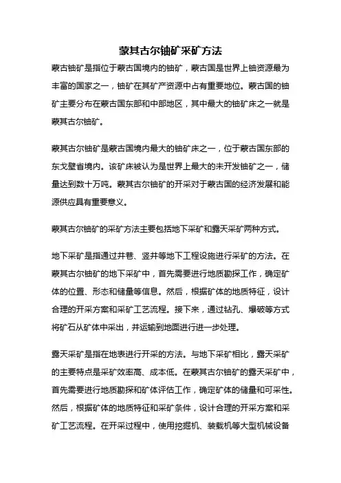 蒙其古尔铀矿采矿方法