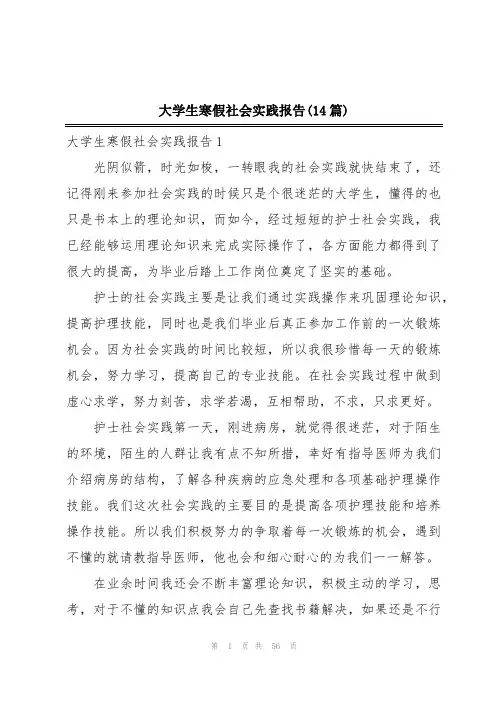 大学生寒假社会实践报告(14篇)