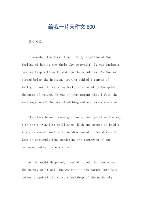 给我一片天作文800