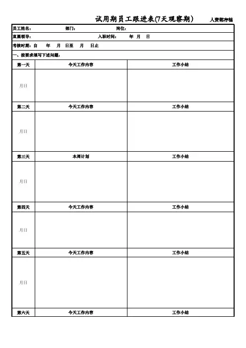 新员工试用期跟进表第7天