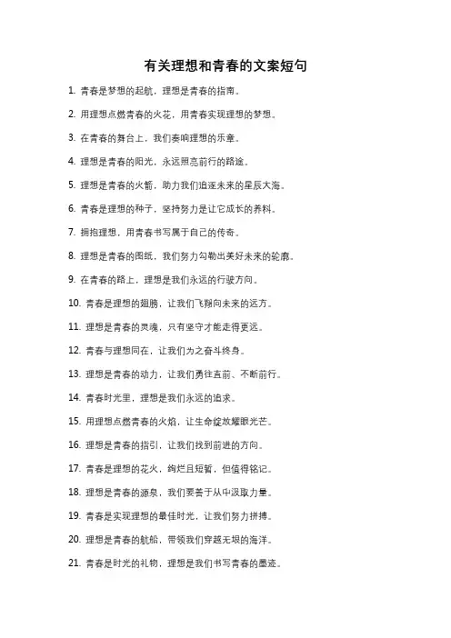 有关理想和青春的文案短句