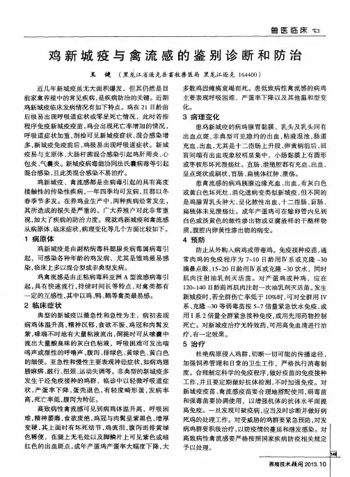 鸡新城疫与禽流感的鉴别诊断和防治