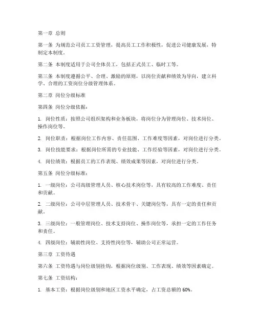 员工工资岗位分级管理制度