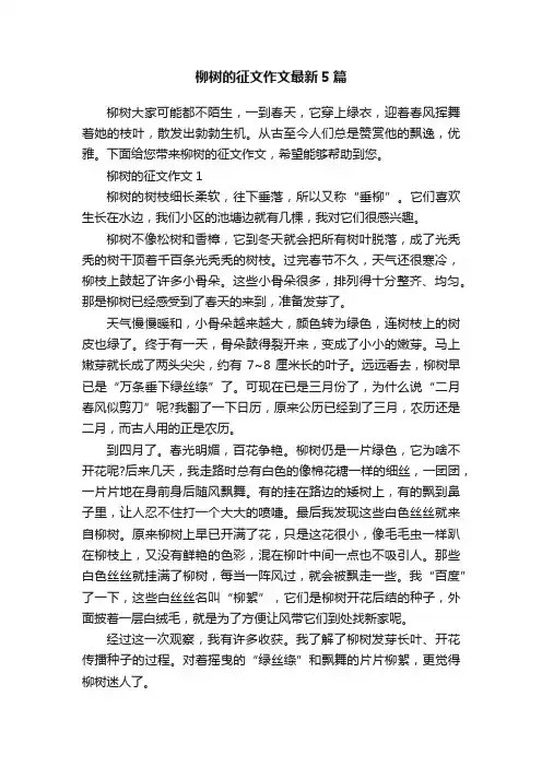 柳树的征文作文最新5篇
