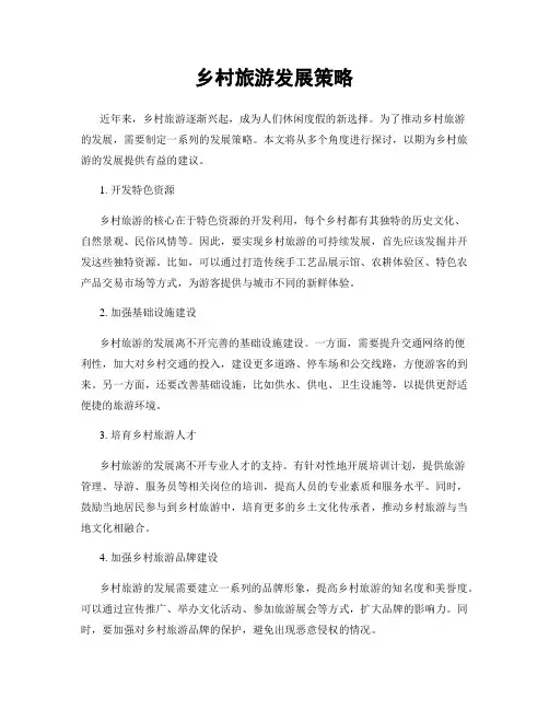 乡村旅游发展策略
