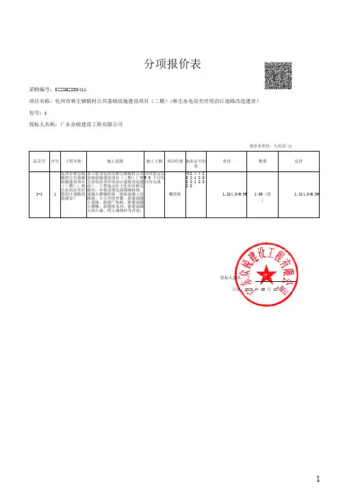 分项报价表