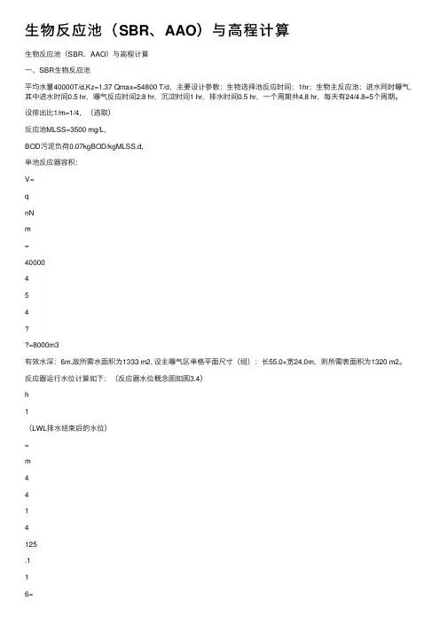 生物反应池（SBR、AAO）与高程计算
