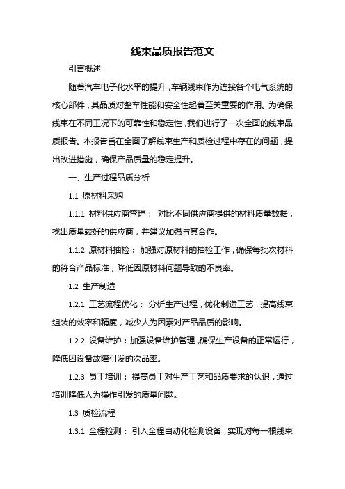 线束品质报告范文