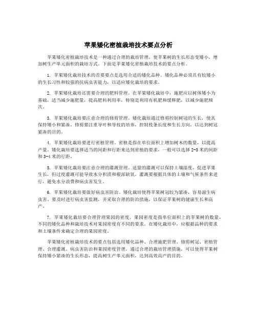 苹果矮化密植栽培技术要点分析