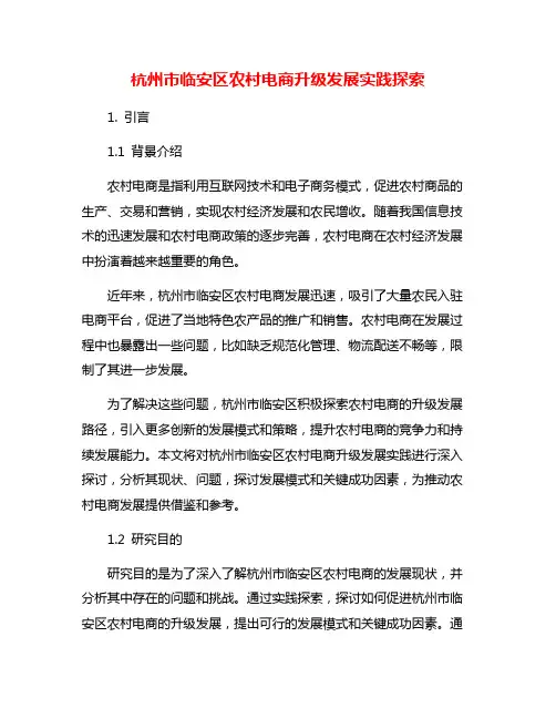 杭州市临安区农村电商升级发展实践探索