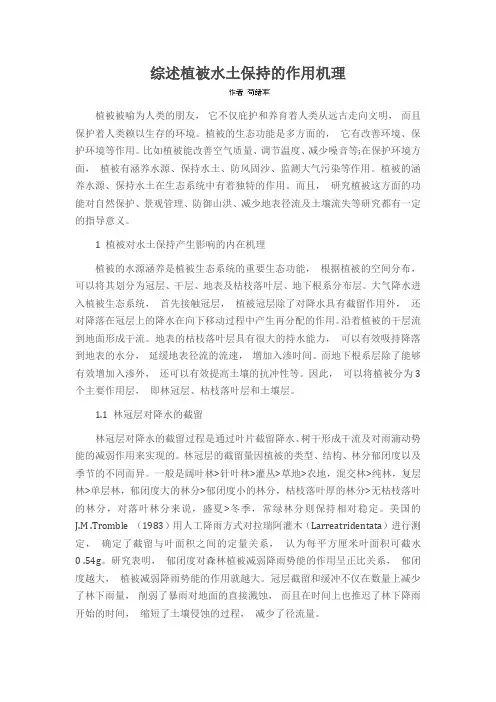 综述植被水土保持的作用机理
