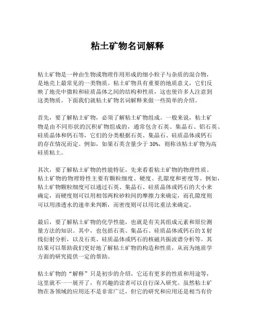 粘土矿物名词解释