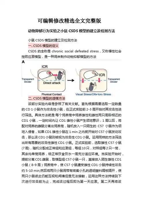 动物抑郁行为实验之小鼠CSDS模型的建立及检测方法精选全文