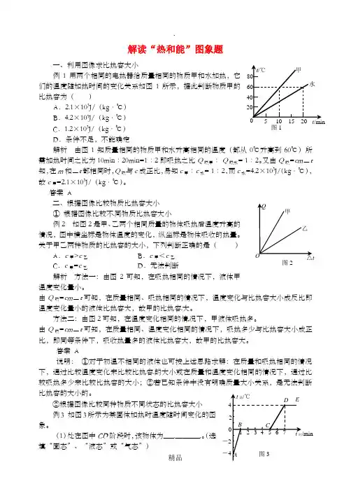 九年级物理上册 第十二章《内能与热机》解读“热和能”图象题 粤教沪版