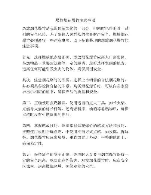 燃放烟花爆竹注意事项