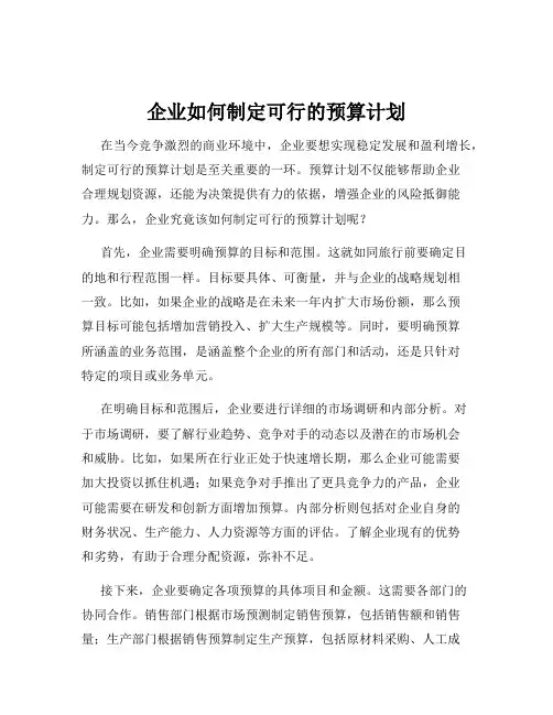 企业如何制定可行的预算计划