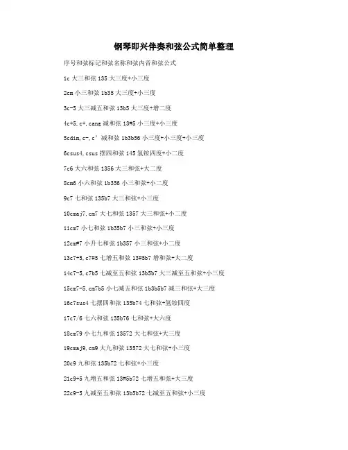 钢琴即兴伴奏和弦公式简单整理
