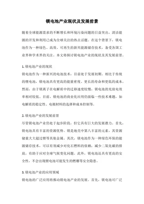 镁电池产业现状及发展前景