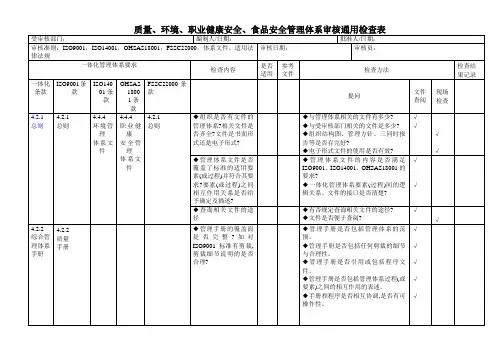 (财务内部审计)体系内审检查表