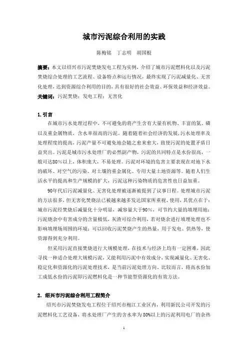 绍兴市城市污泥综合利用的实践