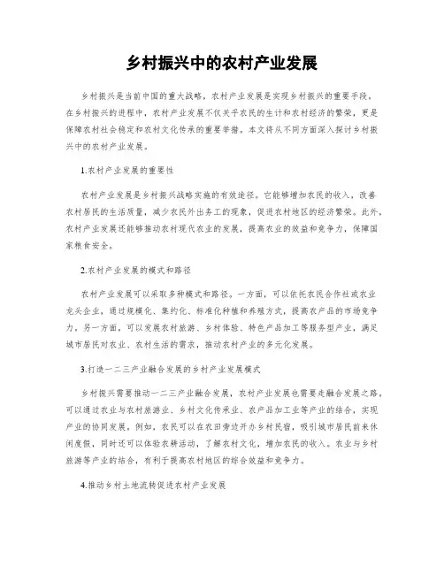 乡村振兴中的农村产业发展
