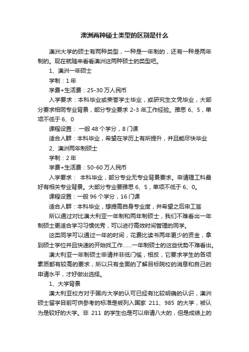澳洲两种硕士类型的区别是什么