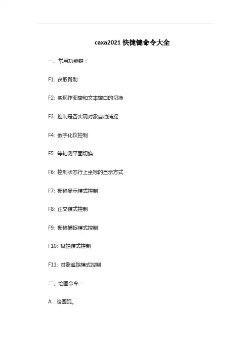 caxa2021快捷键命令大全