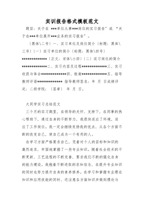 实训报告格式模板范文