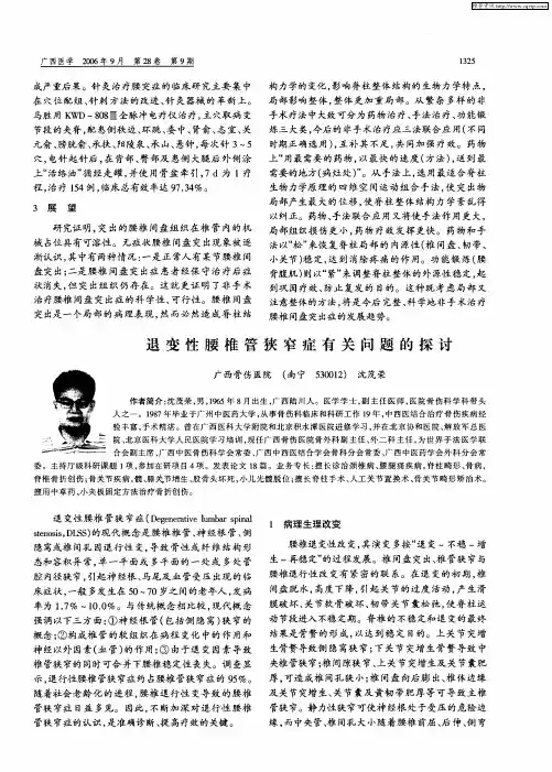 退变性腰椎管狭窄症有关问题的探讨