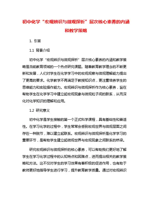 初中化学“宏观辨识与微观探析”层次核心素养的内涵和教学策略