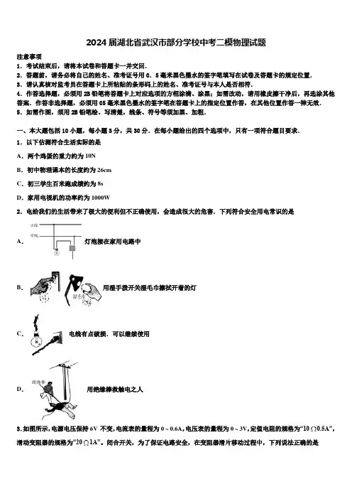 2024届湖北省武汉市部分学校中考二模物理试题含解析