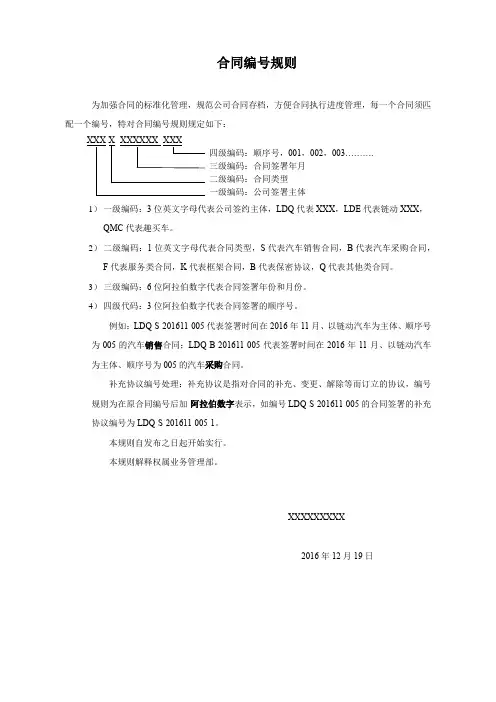 合同编号规则