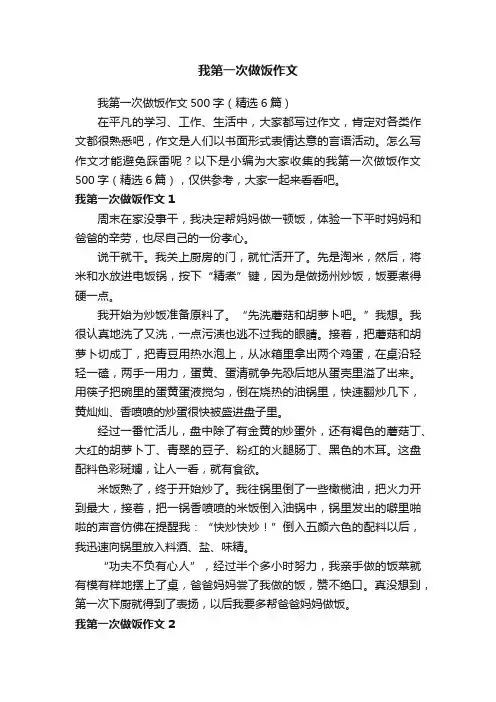 我第一次做饭作文500字（精选6篇）