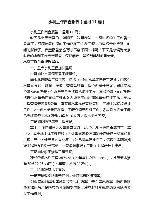 水利工作自查报告（通用11篇）