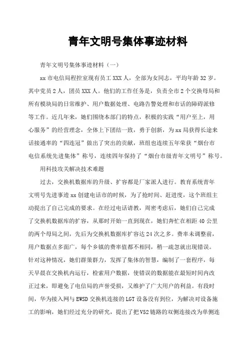 青年文明号集体事迹材料