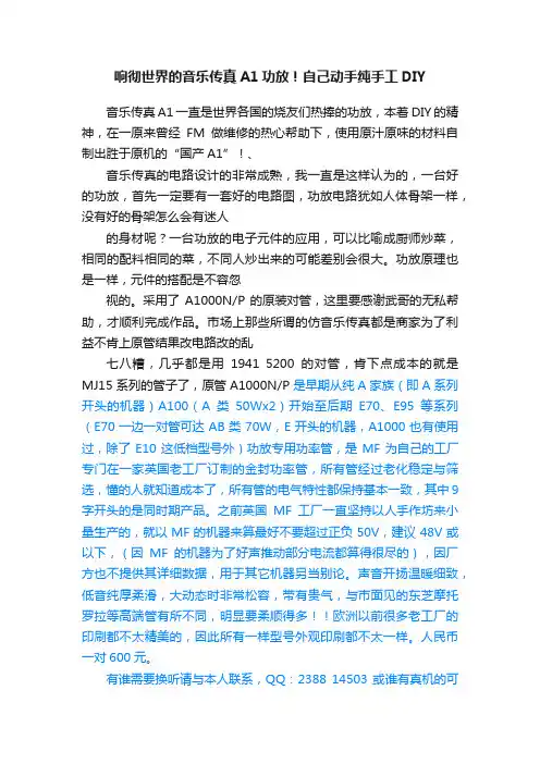 响彻世界的音乐传真A1功放！自己动手纯手工DIY