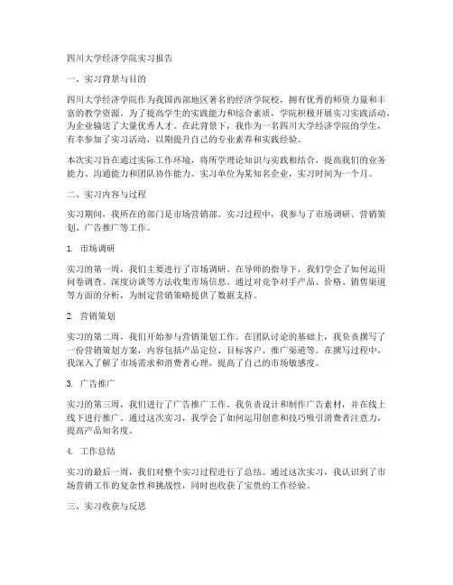 四川大学经济学院实习报告