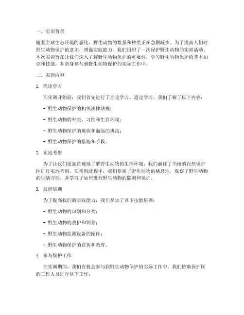 保护野生动物实训报告